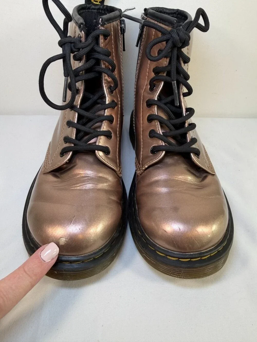 Dr DOC Martens 1460 Metallic Rose Gold Boots Girls US 2